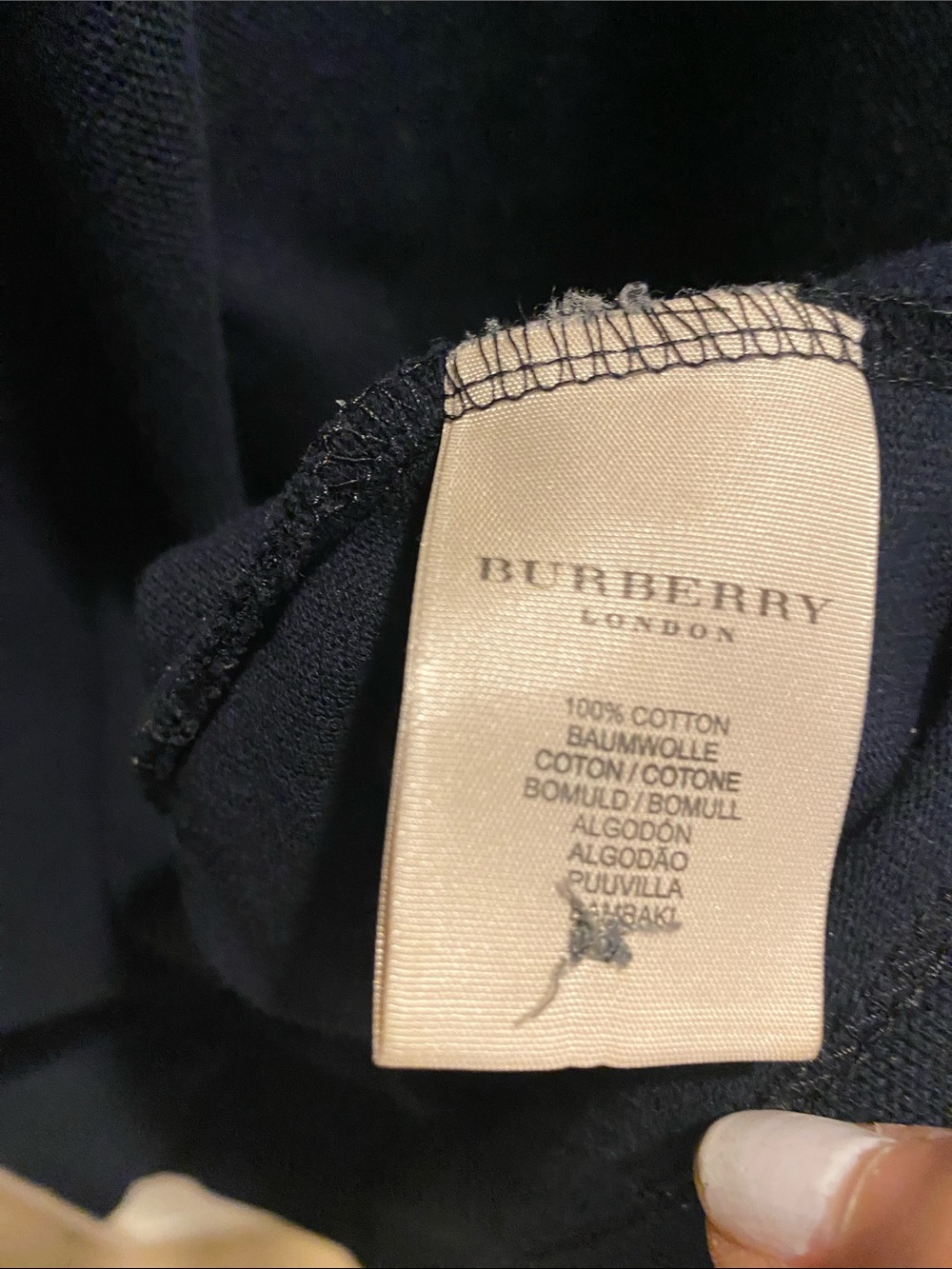 Burberry Black Long Sleeve Polo with Check Trim - Picture 6 of 7